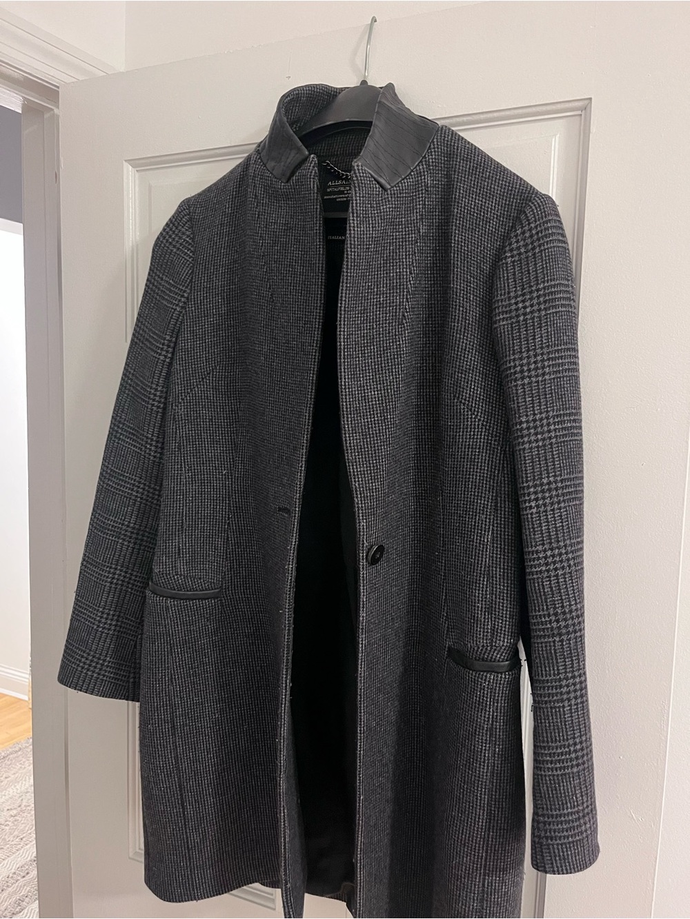AllSaints Charcoal Plaid Wool-Blend Sport Coat